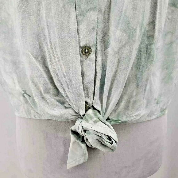 NWT ULTRA FLIRT SEA GREEN TIE DYE BUTTON BLOUSE XL - Picture 5 of 11